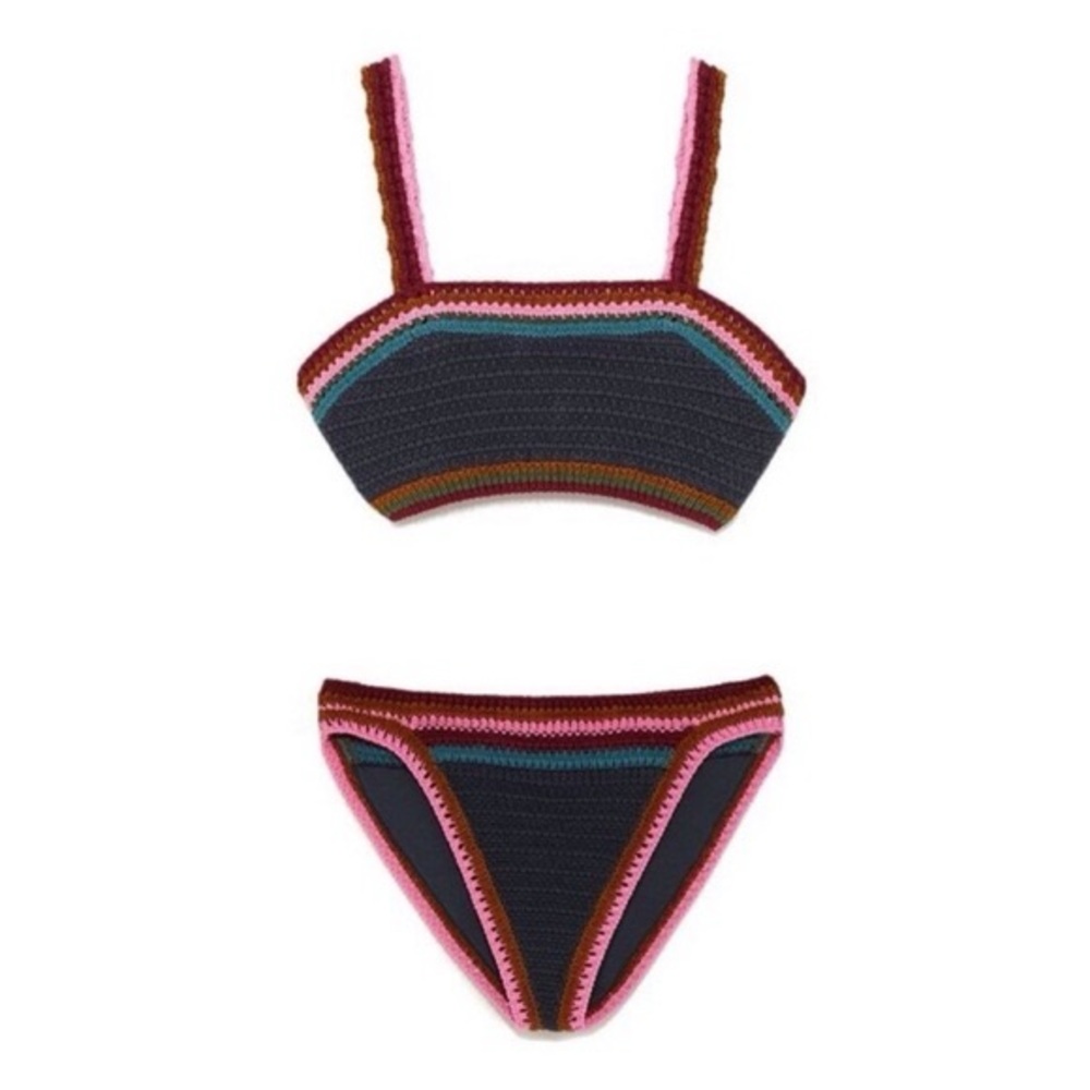 Zara knit lined crochet bikini swimsuit set